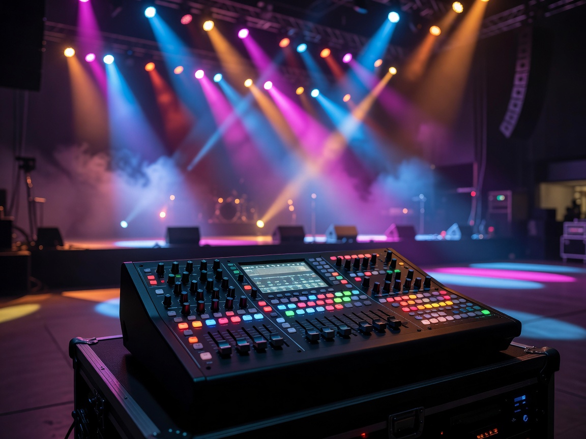 Digital audio network router console and gigabit switch rack